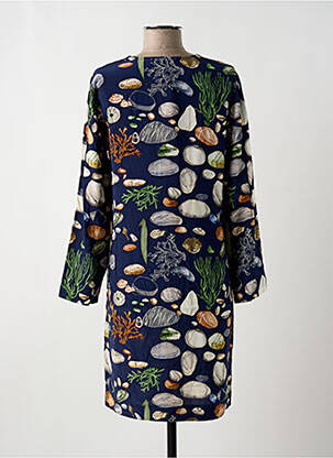 Robe mi-longue coupe fluide manches longues bleu NICE THINGS femme