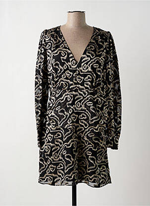 Robe courte coupe évasée manches longues noir BERENICE femme