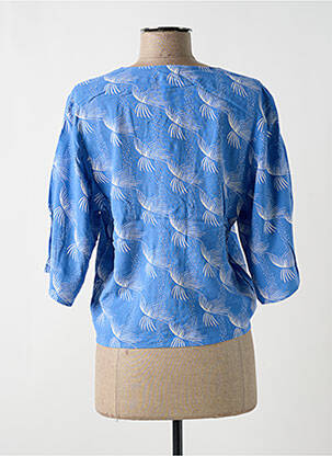 Chemisier imprimé fantaisie manches 3/4 bleu DES PETITS HAUTS femme