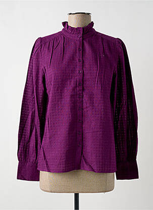 Chemisier coupe droite manches longues violet JOLIE JOLIE PAR PETITE MENDIGOTE femme