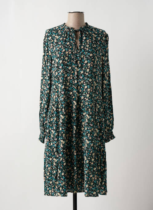 Robe mi-longue imprimé fleurs manches longues bleu OUI femme
