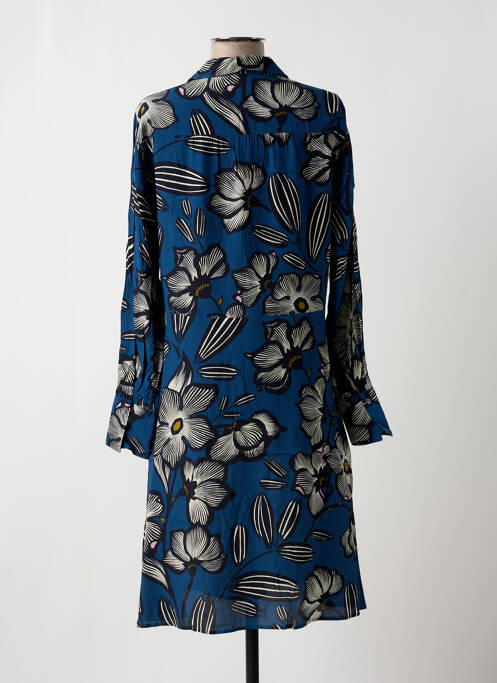 Robe mi-longue imprimé fleurs manches longues bleu HARTFORD femme