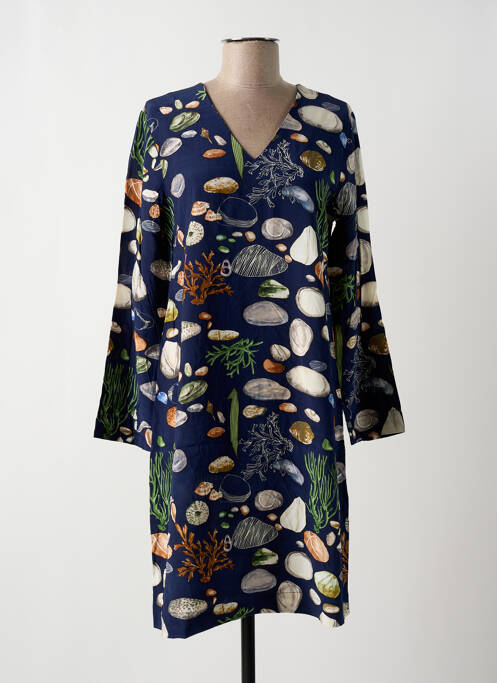 Robe mi-longue coupe fluide manches longues bleu NICE THINGS femme