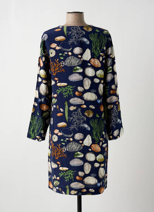 Robe mi-longue coupe fluide manches longues bleu NICE THINGS femme