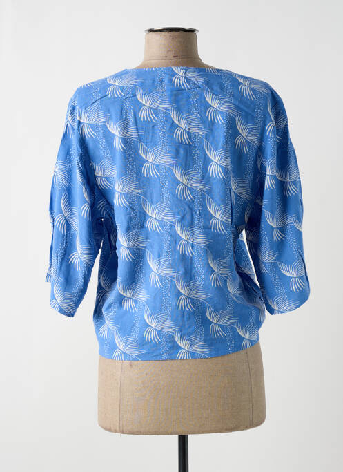 Chemisier imprimé fantaisie manches 3/4 bleu DES PETITS HAUTS femme
