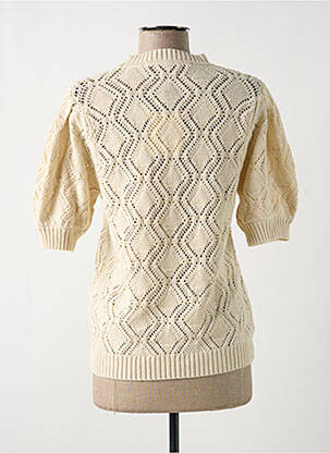 Pull maille ajourée manches courtes beige SECOND FEMALE femme
