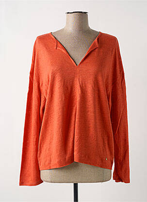 Top col v manches longues orange DES PETITS HAUTS femme