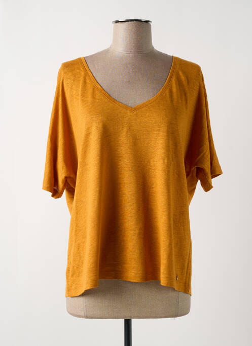 T-shirt col v manches courtes jaune DES PETITS HAUTS femme