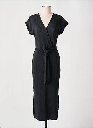 Robe mi-longue manches courtes manches courtes noir GARCIA femme