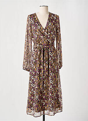 Robe longue manches longues manches longues noir GARCIA femme