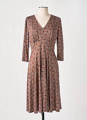 Robe mi-longue manches 3/4 manches 3/4 orange JULIE GUERLANDE femme