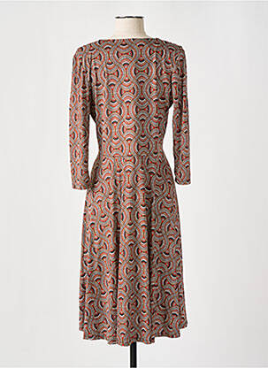 Robe mi-longue manches 3/4 manches 3/4 orange JULIE GUERLANDE femme