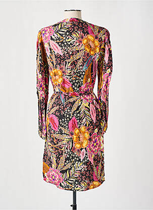 Robe courte imprimé fleurs manches longues noir JULIE GUERLANDE femme