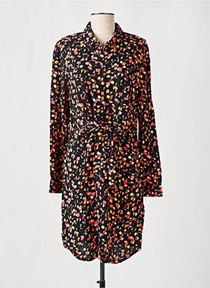 Robe mi-longue coupe fluide manches longues noir CONCEPT K femme
