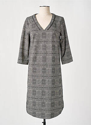 Robe mi-longue manches 3/4 manches 3/4 gris C'EST BEAU LA VIE femme