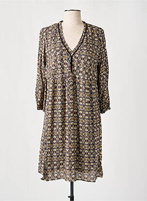 Robe courte manches 3/4 manches 3/4 marron C'EST BEAU LA VIE femme