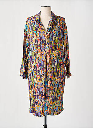 Robe mi-longue coupe fluide manches longues violet LE PETIT BAIGNEUR femme