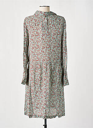 Robe mi-longue imprimé fleurs manches longues orange LE PETIT BAIGNEUR femme