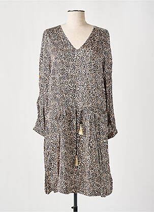 Robe mi-longue coupe fluide manches longues marron LE PETIT BAIGNEUR femme