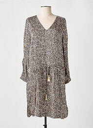 Robe mi-longue coupe fluide manches longues marron LE PETIT BAIGNEUR femme