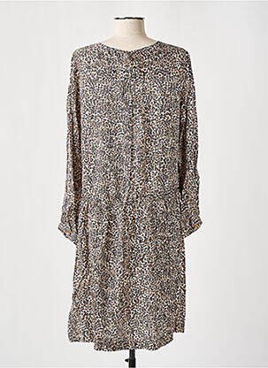 Robe mi-longue coupe fluide manches longues marron LE PETIT BAIGNEUR femme