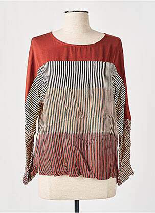 Blouse tissage popeline manches longues marron PAZ TORRAS femme