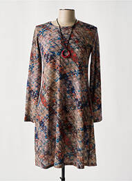 Robe mi-longue coupe fluide manches longues marron TINTA femme