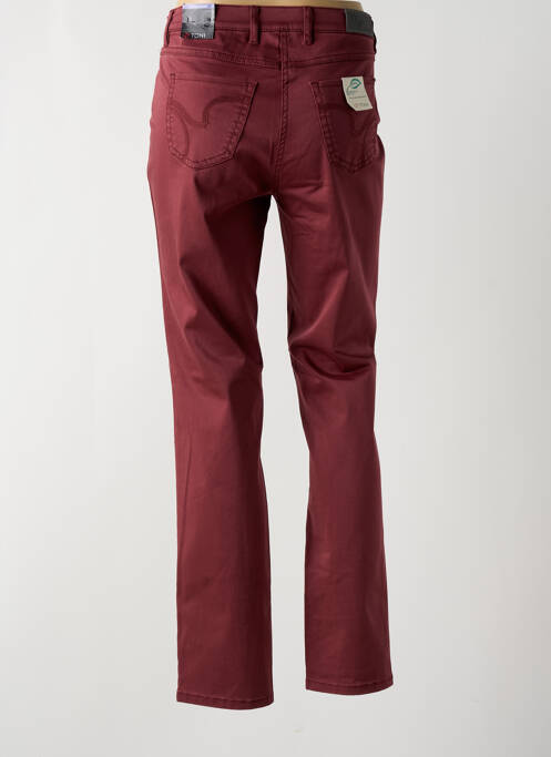 Pantalon slim tissage popeline taille normale rouge TONI femme