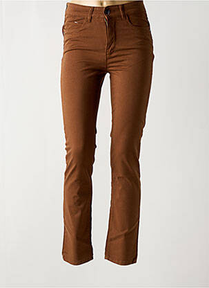Pantalon slim tissage popeline taille normale marron STOOKER femme