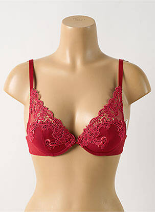Soutien-gorge effet matière satinée haut soutien-gorge avec mousse de rembourrage amovible rouge SIMONE PERELE femme