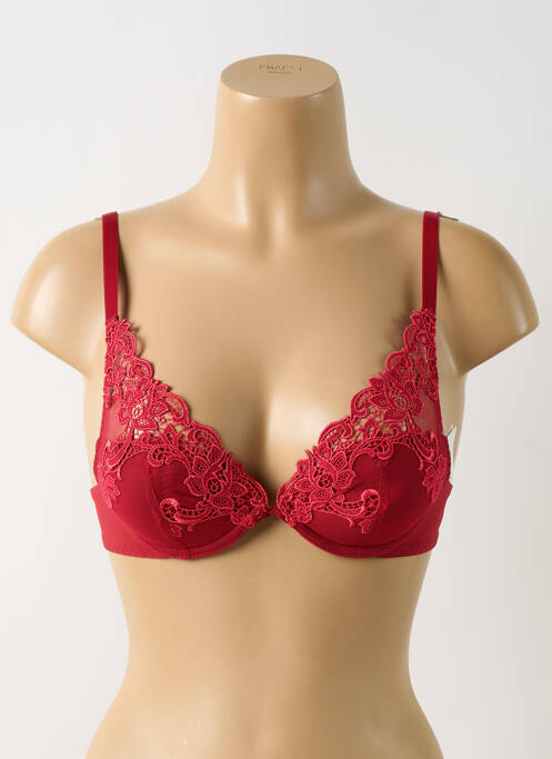 Soutien-gorge effet matière satinée haut soutien-gorge avec mousse de rembourrage amovible rouge SIMONE PERELE femme