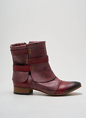 Bottines/boots matière lisse talon plat jusqu'à 3cm rouge KDOPA femme