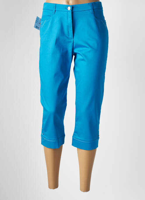 Pantacourt stretch taille haute bleu CHRISTINE LAURE femme