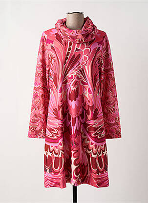 Robe mi-longue imprimé fleurs manches longues rose MALOKA femme