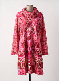 Robe mi-longue imprimé fleurs manches longues rose MALOKA femme