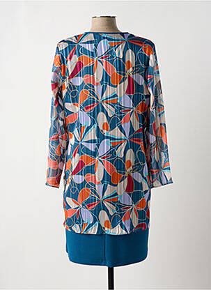 Robe mi-longue imprimé fleurs manches longues bleu GREGORY PAT femme