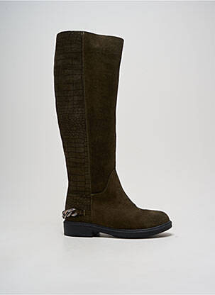 Bottes nubuck talon plat jusqu'à 3cm vert ELUE PAR NOUS femme