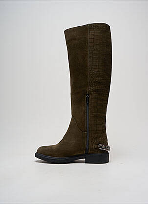 Bottes nubuck talon plat jusqu'à 3cm vert ELUE PAR NOUS femme
