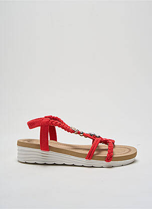 Sandales/nu pieds bout ouvert talon de 4 à 6cm rouge ELUE PAR NOUS femme