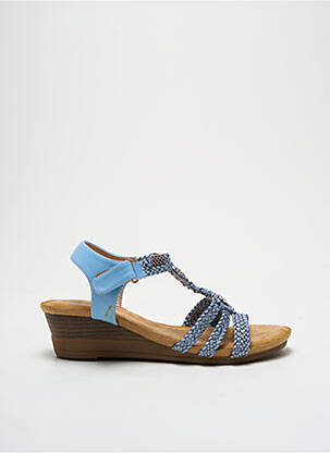 Sandales/nu pieds matière lisse talon de 4 à 6cm bleu ELUE PAR NOUS femme