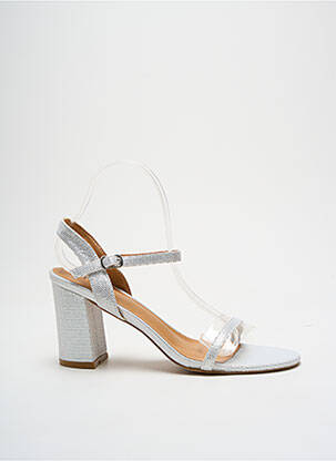 Sandales/nu pieds tissage satiné talon de 7 à 9cm argent ELUE PAR NOUS femme