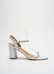 Sandales/nu pieds tissage satiné talon de 7 à 9cm argent ELUE PAR NOUS femme