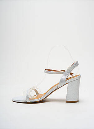 Sandales/nu pieds tissage satiné talon de 7 à 9cm argent ELUE PAR NOUS femme