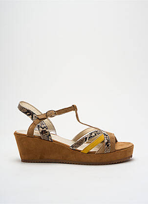 Sandales/nu pieds tissage satiné talon de 4 à 6cm marron SWEET femme