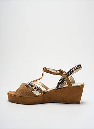 Sandales/nu pieds tissage satiné talon de 4 à 6cm marron SWEET femme