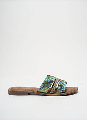 Mules/sabots tissage satiné talon plat jusqu'à 3cm vert ELUE PAR NOUS femme