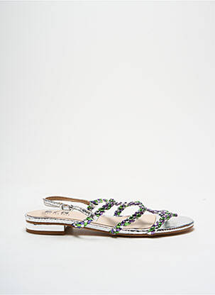 Sandales/nu pieds chiquet talon plat jusqu'à 3cm argent ELUE PAR NOUS femme