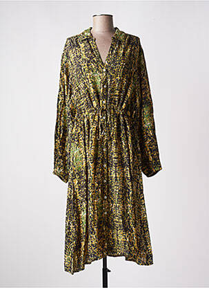 Robe mi-longue coupe fluide manches longues vert MKT STUDIO femme