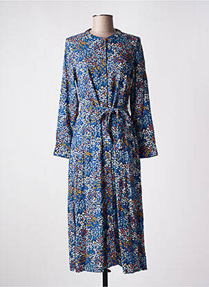 Robe mi-longue imprimé fleurs manches longues bleu WHITE STUFF femme