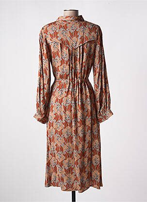 Robe mi-longue imprimé fleurs manches longues gris INDI & COLD femme